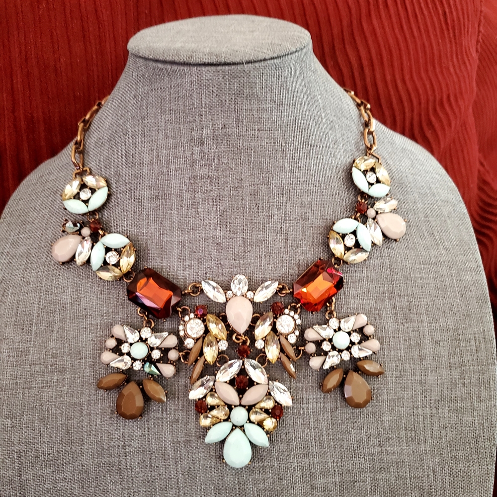 J. Crew Multicolor Statement Crystal Bib Necklace